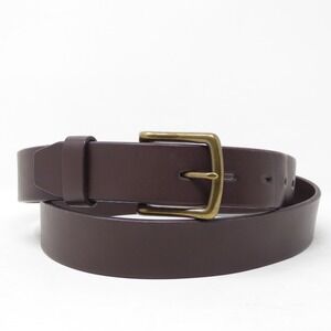 La Matera Mens Santos Hilos Americana Dark Brown Leather Belt Brass Buckle Sz 42